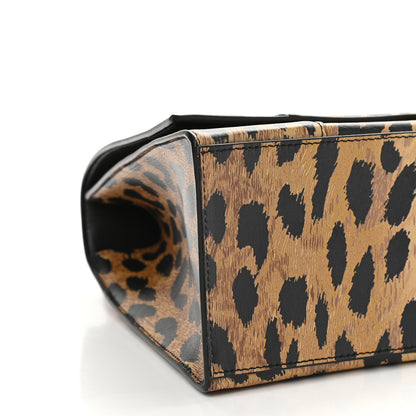 Balenciaga Smooth Calfskin Leopard Print Medium Hourglass Top Handle Bag Beige 5 of 8