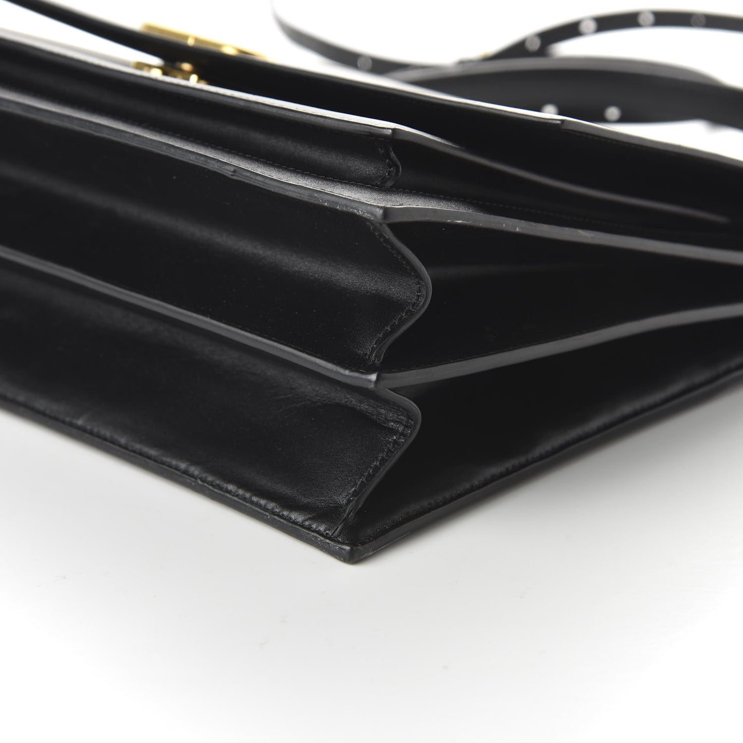 Box Calfskin Large Sharp Top Handle Bag Black