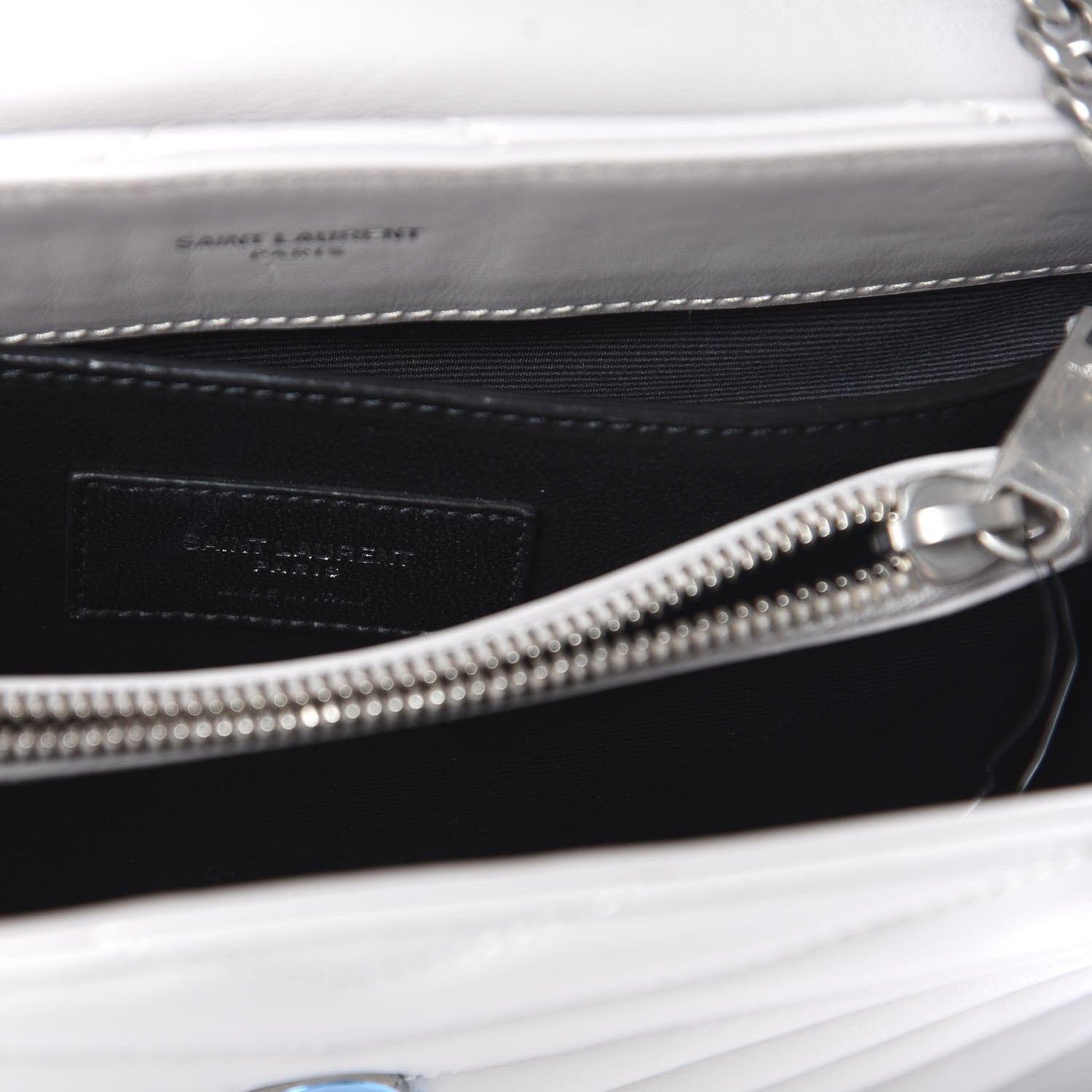 Saint Laurent Calfskin Y Quilted Monogram Small Loulou Chain Satchel Granite 8 of 9
