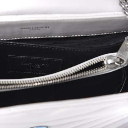 Saint Laurent Calfskin Y Quilted Monogram Small Loulou Chain Satchel Granite 8 of 9