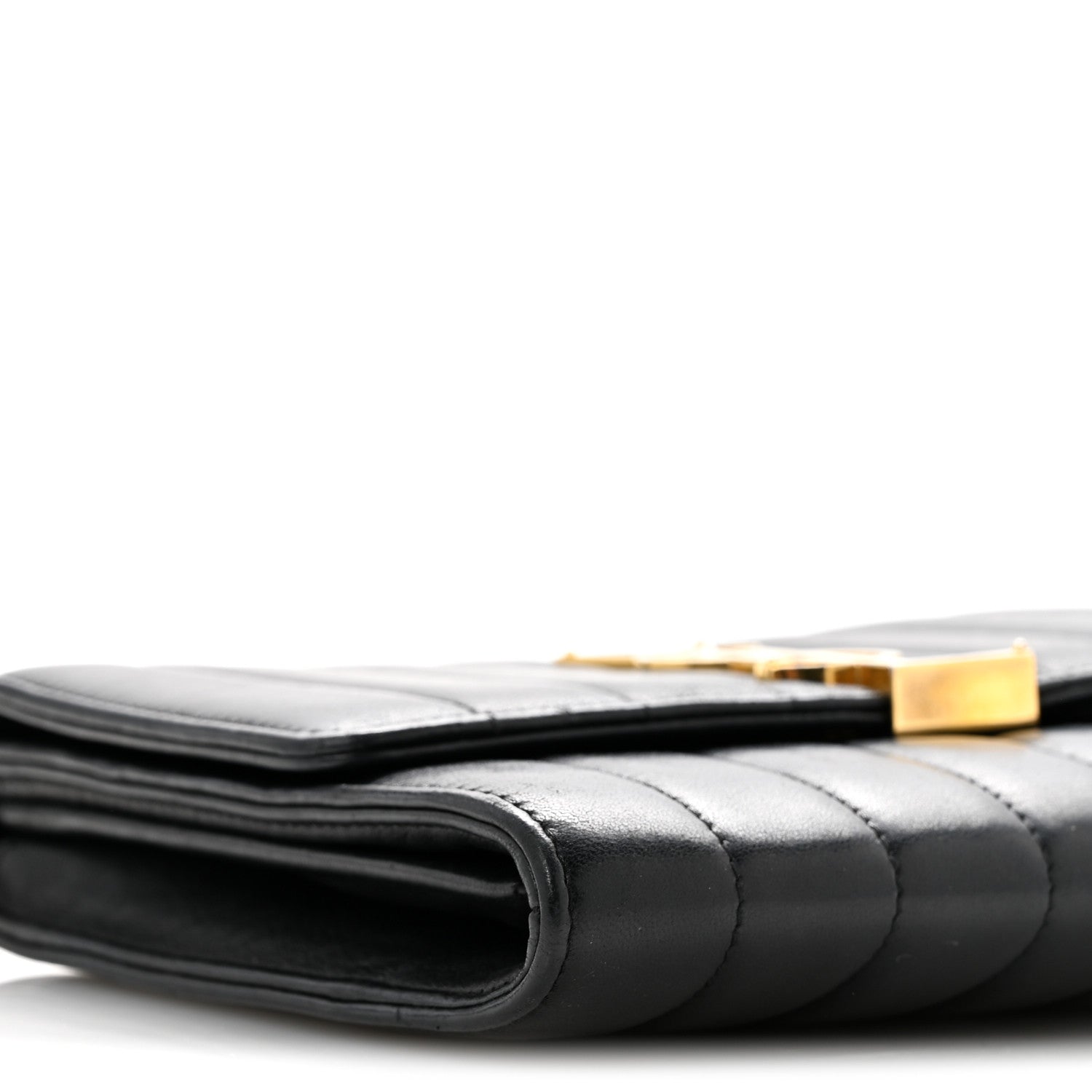 Saint Laurent Lambskin Matelasse Monogram Vicky Chain Wallet Black 9 of 16