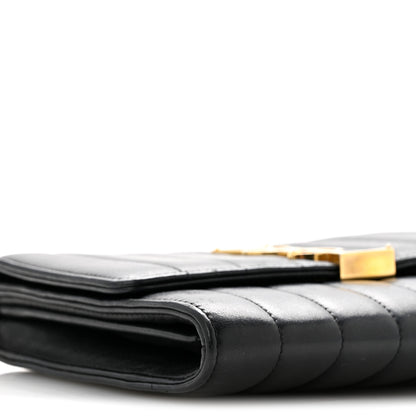 Saint Laurent Lambskin Matelasse Monogram Vicky Chain Wallet Black 9 of 16