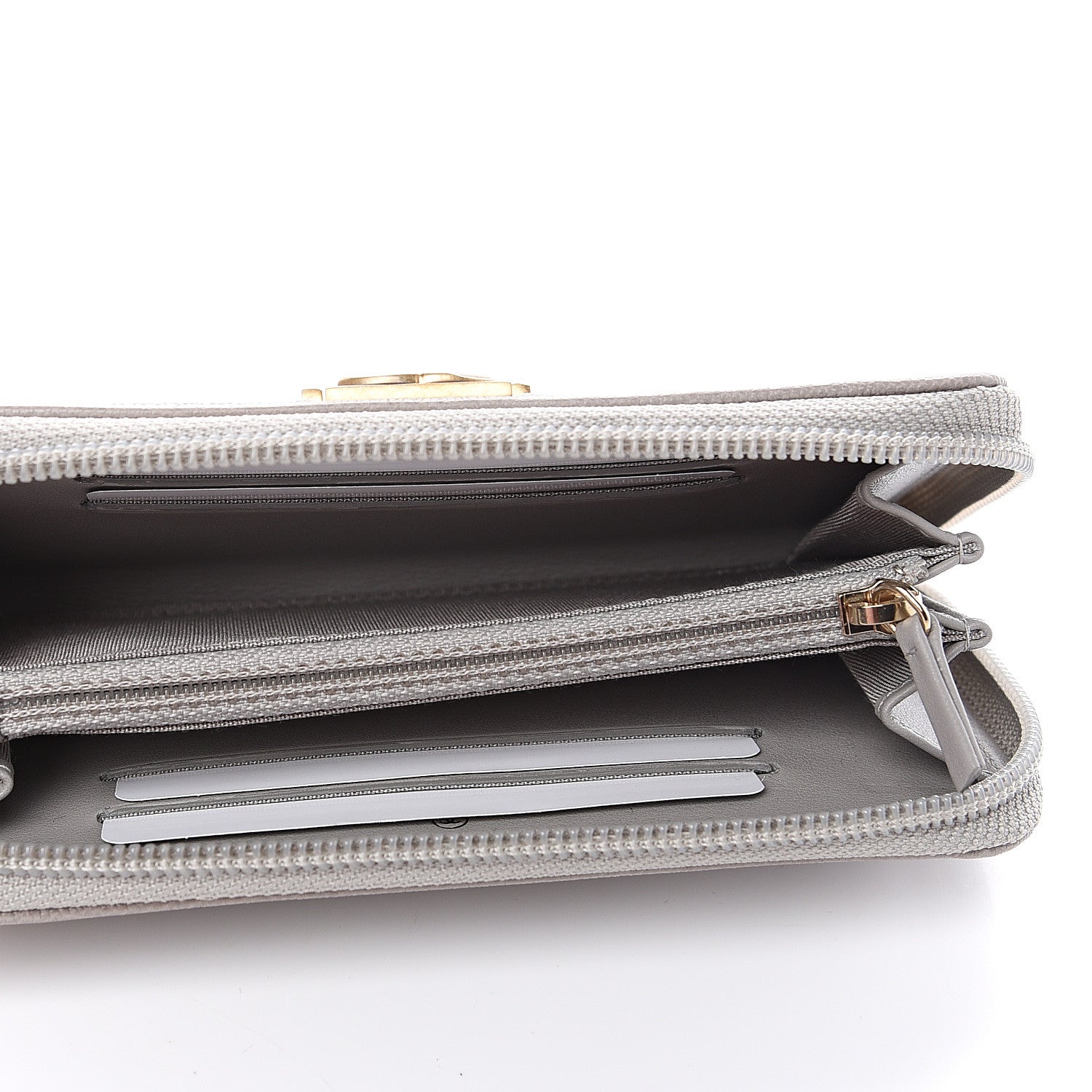Chanel Caviar Quilted Boy Small Zip Around Wallet Grey 4 of 8
