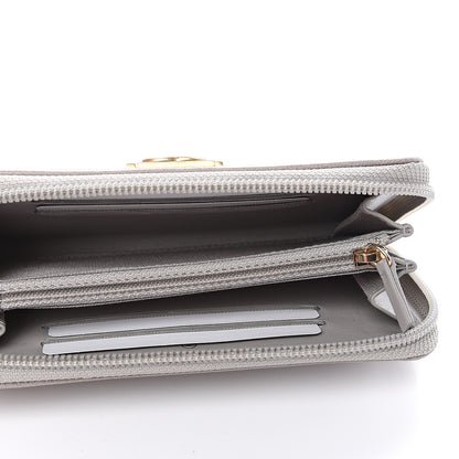 Chanel Caviar Quilted Boy Small Zip Around Wallet Grey 4 of 8