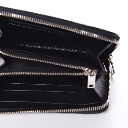 Saint Laurent Grain De Poudre Matelasse Chevron Monogram Zip Around Wallet Black 5 of 8