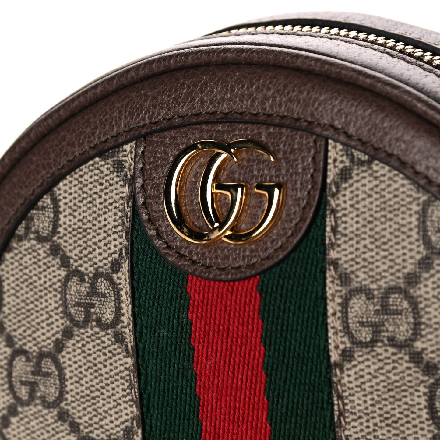 GG Supreme Monogram Web Mini Ophidia Round Backpack Brown