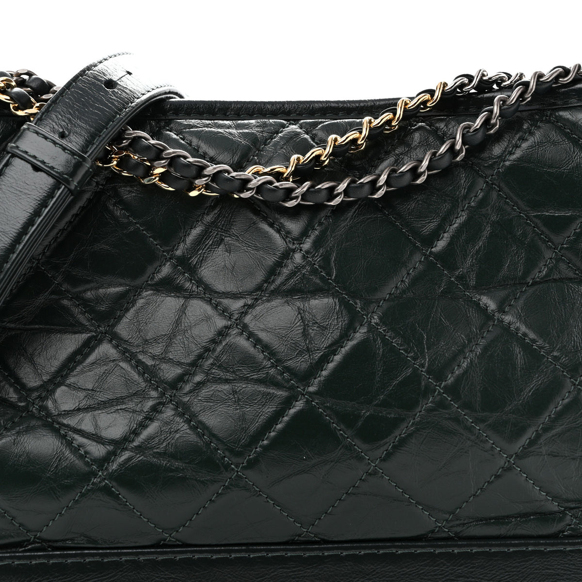 Chanel Aged Calfskin Quilted Medium Gabrielle Hobo Green 15 of 25