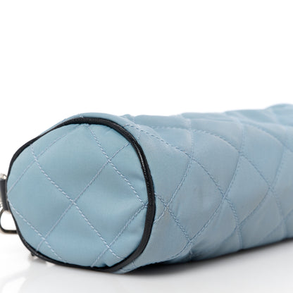 Prada Tessuto Nylon Saffiano Impunturato Quilted Barrel Pochette Blue 9 of 10