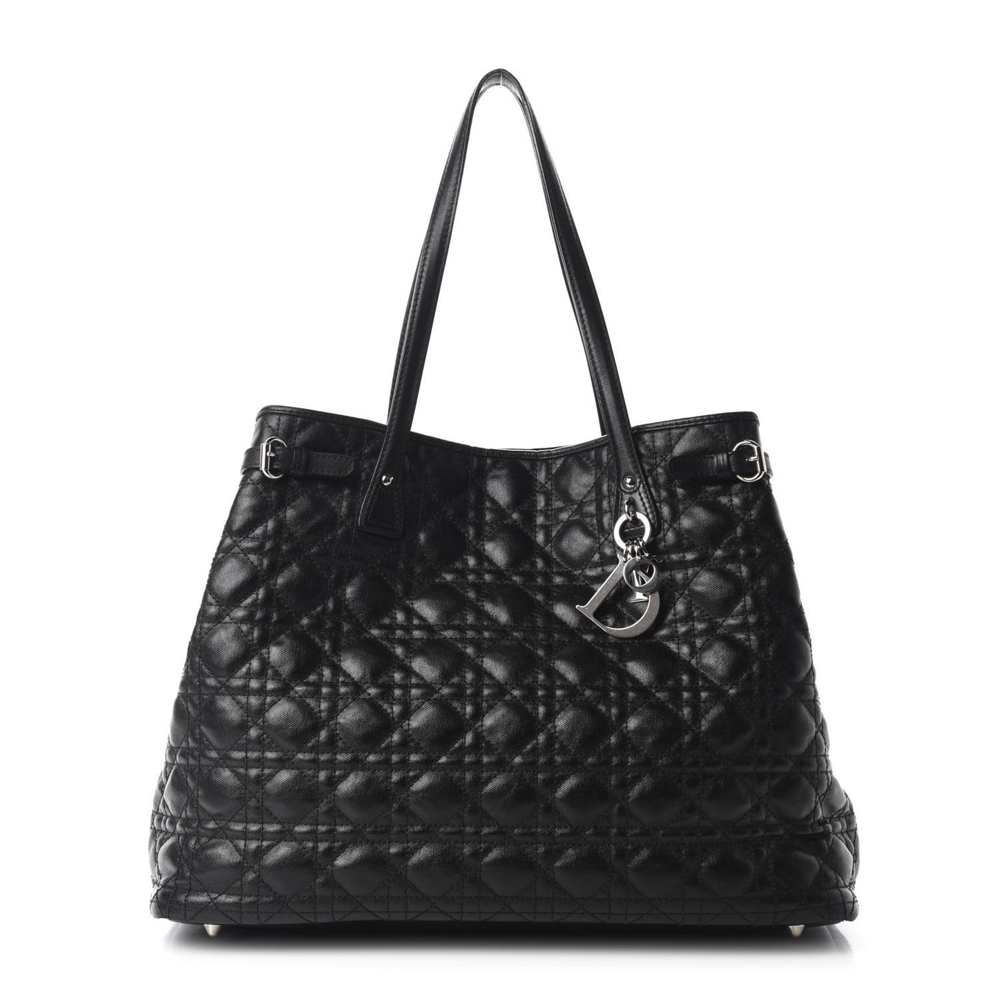 Coated Canvas Cannage Large Panarea Tote Black