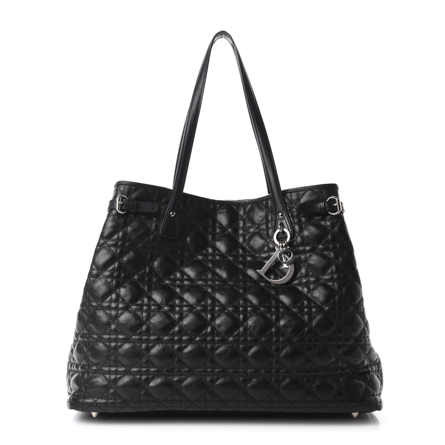 Christian Dior Coated Canvas Cannage Large Panarea Tote Black 3 of 11