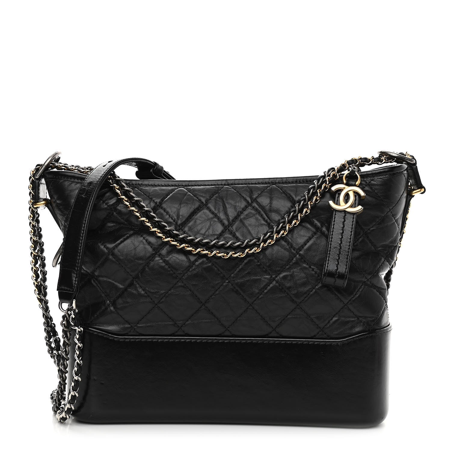 Chanel Aged Calfskin Quilted Medium Gabrielle Hobo Black 1 of 13