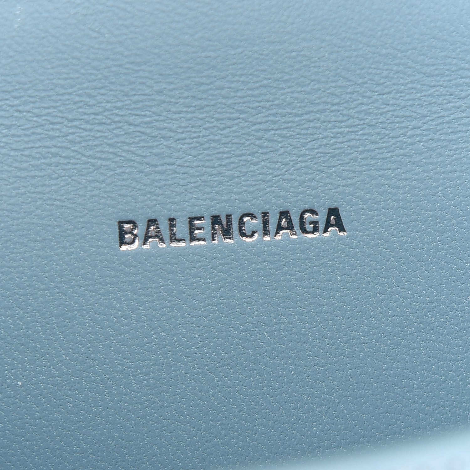 Balenciaga Shiny Calfskin Crocodile Embossed Hourglass Top Handle Bag XS Blue Grey 6 of 8