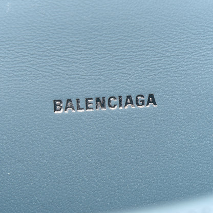 Balenciaga Shiny Calfskin Crocodile Embossed Hourglass Top Handle Bag XS Blue Grey 6 of 8