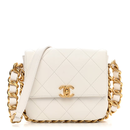 Chanel Calfskin Quilted Small Framing Chain Flap Bag White 1 of 12