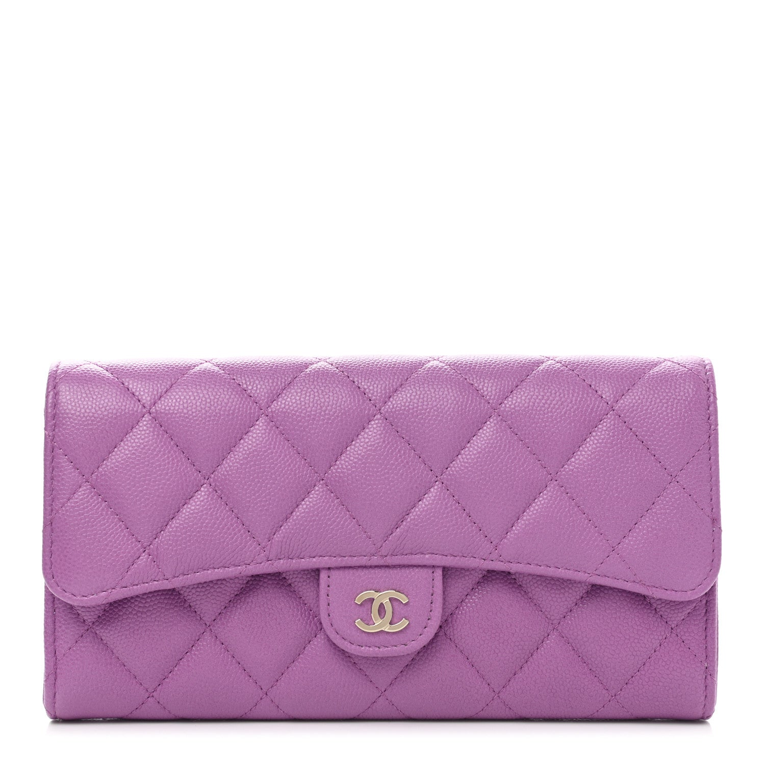 Chanel Caviar Quilted Large Flap Wallet Purple 1 of 9