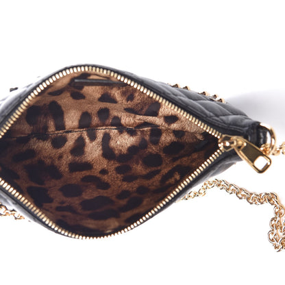 Dolce & Gabbana Lambskin Watersnake Embellished Pochette Black 5 of 7