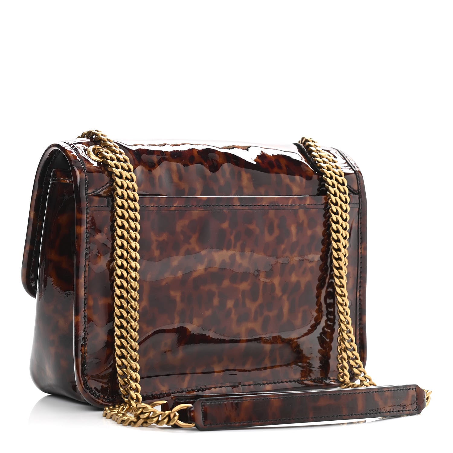 Saint Laurent Patent Monogram Baby Niki Chain Satchel Tortoiseshell 3 of 11