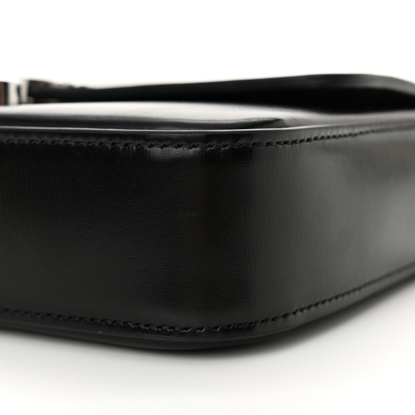 Shiny Calfskin Triomphe Chain Shoulder Bag Black