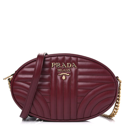Prada Soft Calfskin Impunture Diagramme Oval Crossbody Bag Cerise 1 of 4