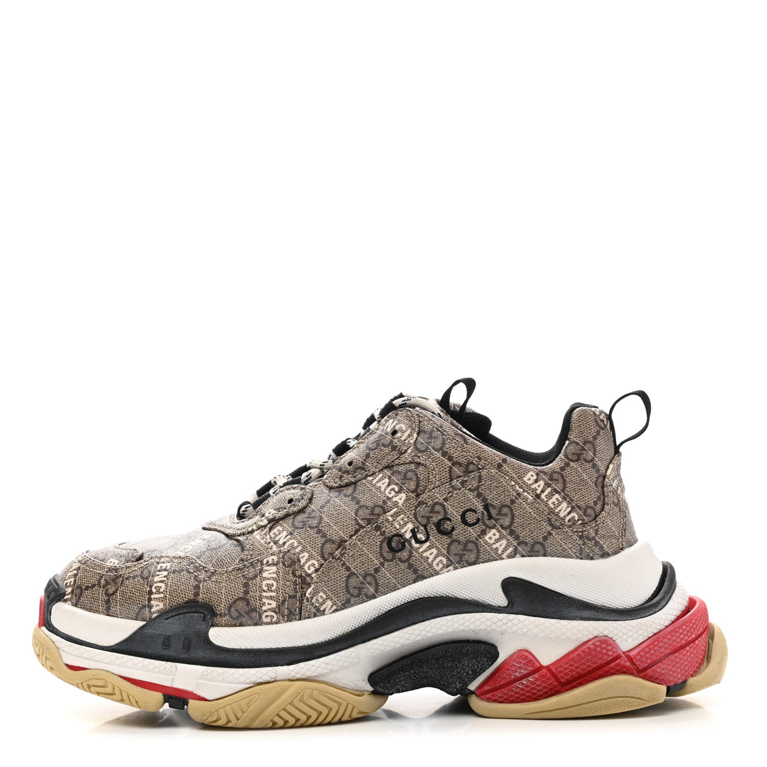 Balenciaga X GUCCI GG Supreme Monogram Allover Logo Womens Triple S Sneakers 40 Beige Ebony Mystic White 1 of 11
