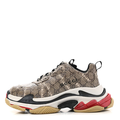 Balenciaga X GUCCI GG Supreme Monogram Allover Logo Womens Triple S Sneakers 40 Beige Ebony Mystic White 1 of 11