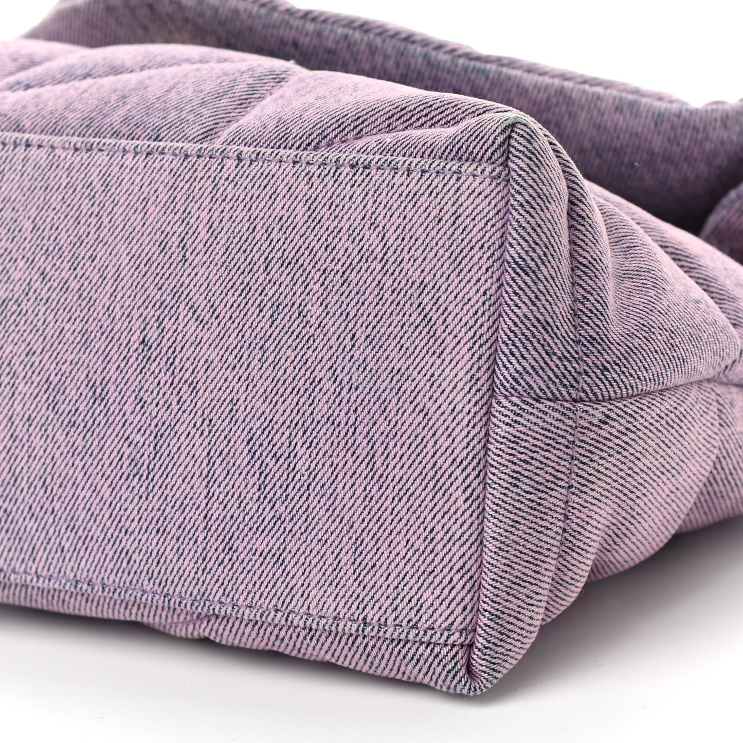 Denim Quilted Small Loulou Puffer Monogram Chain Satchel Bleached Lilac