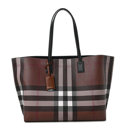 Burberry E-Canvas Check Medium Soft TB Tote Dark Birch Brown 1 of 5