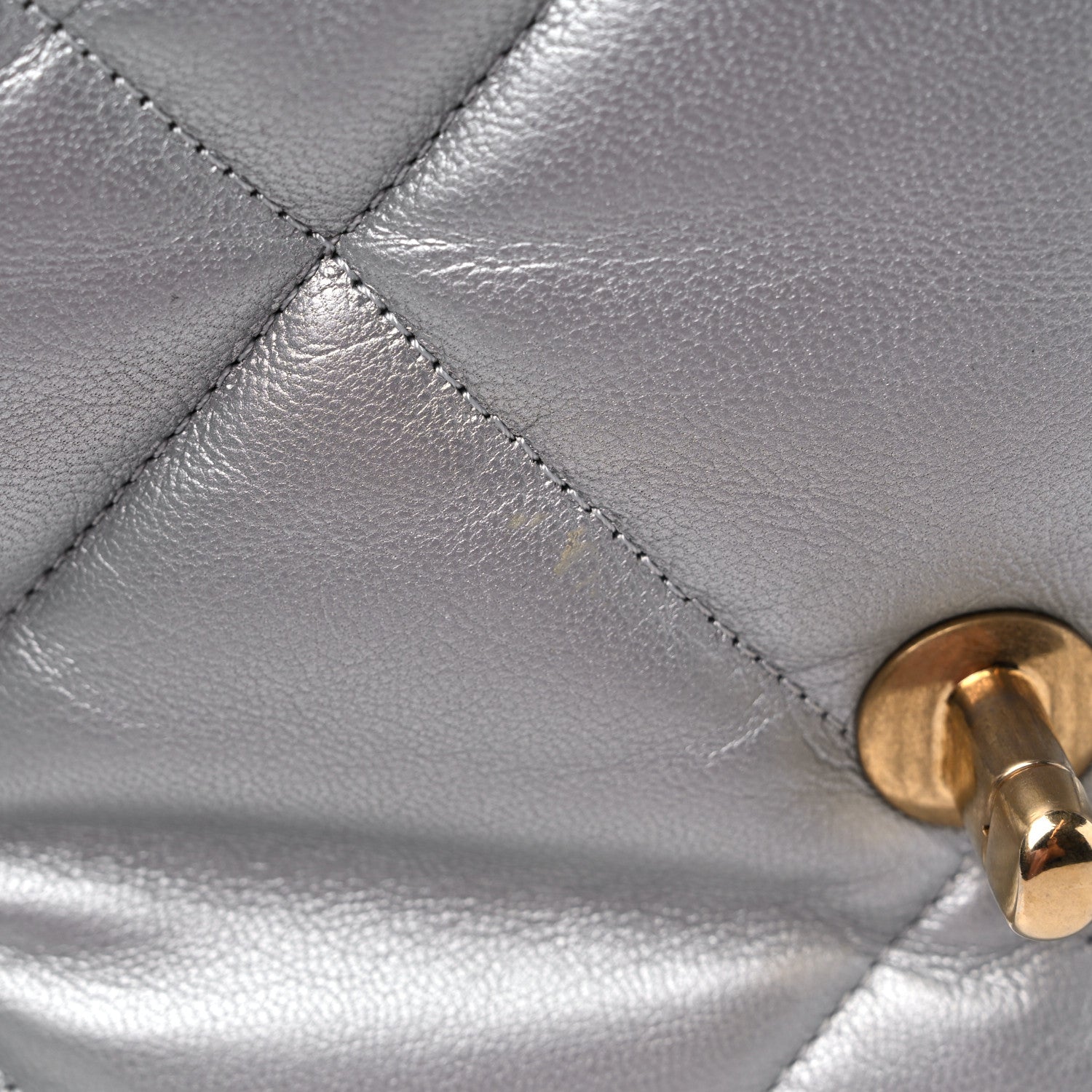 Chanel Metallic Goatskin Quilted Large Chanel 19 Flap Silver 10 of 11