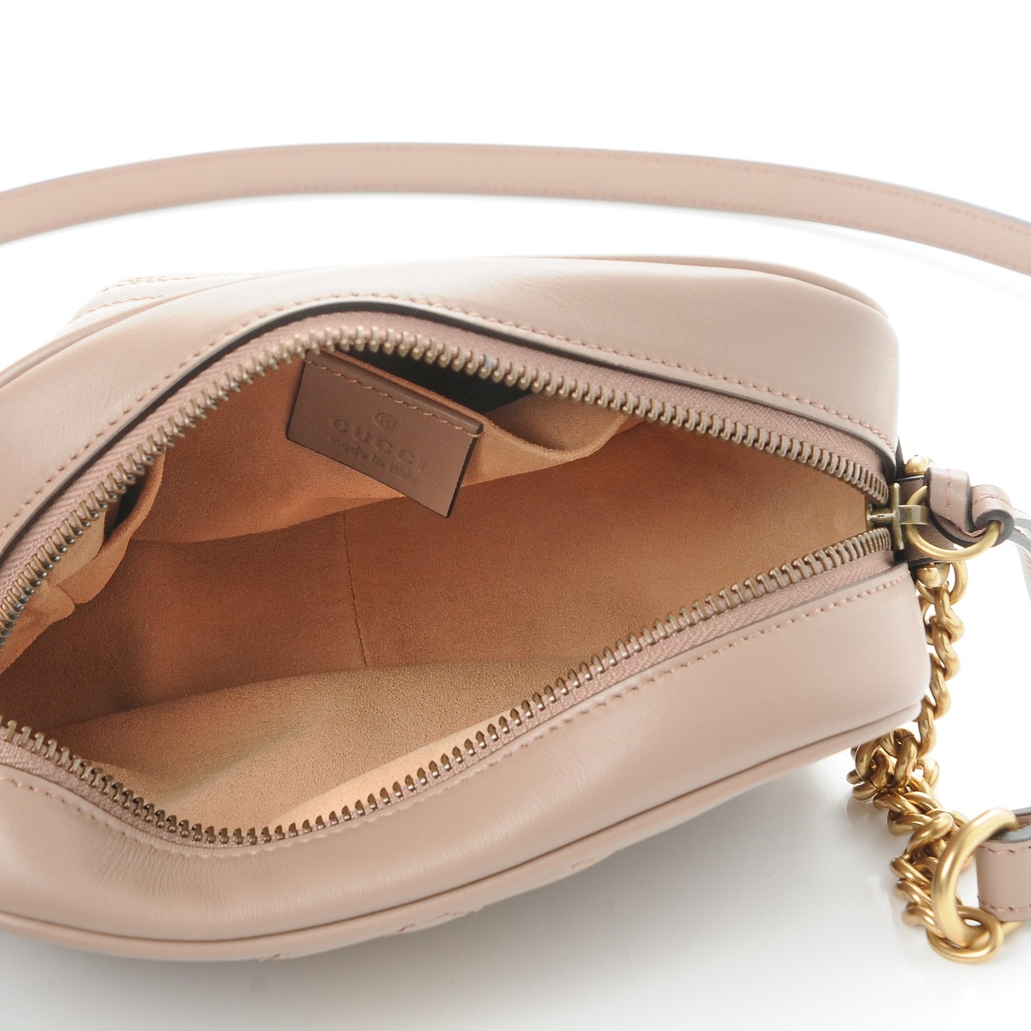 Calfskin Matelasse Mini GG Marmont Chain Shoulder Bag Porcelain Rose