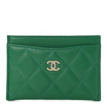 Chanel Lambskin Quilted Card Holder Green 1 of 8