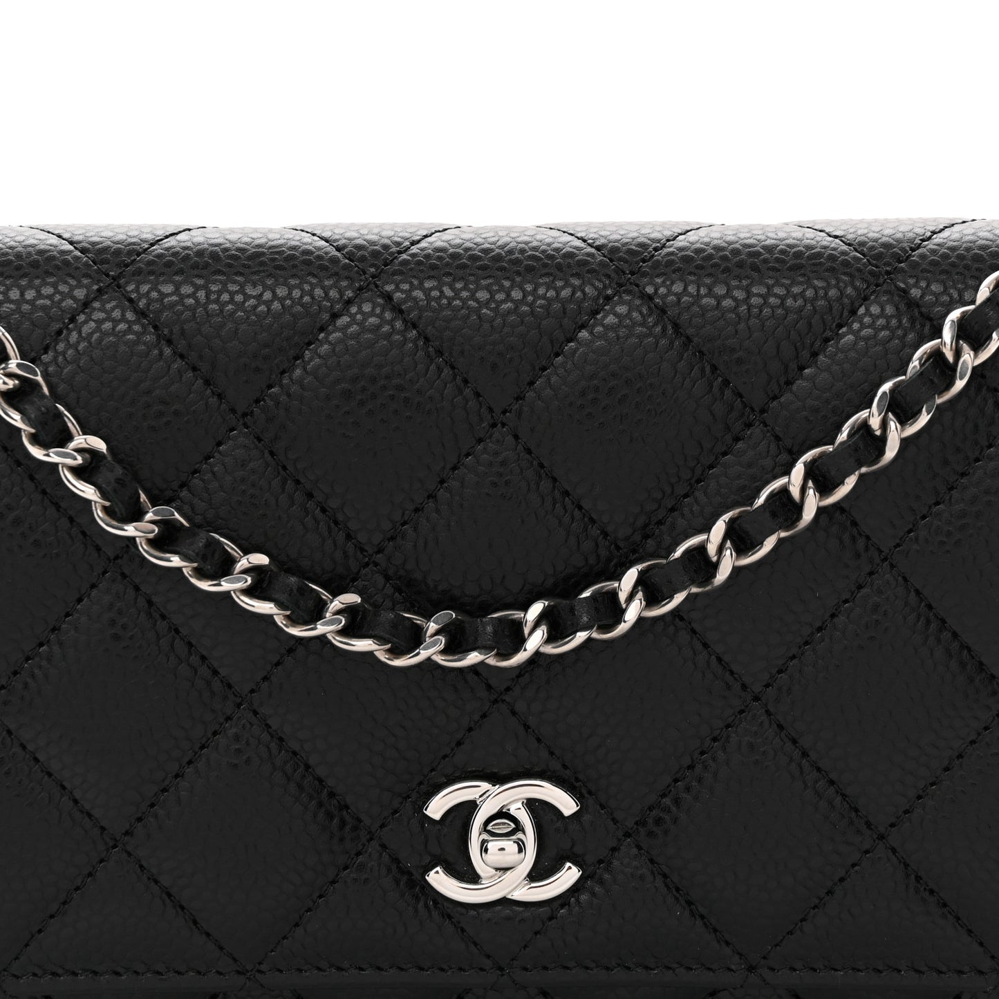 Caviar Quilted CC Turnlock Wallet On Chain WOC Black