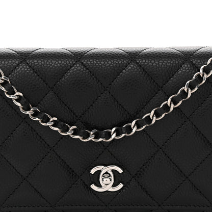Chanel Caviar Quilted CC Turnlock Wallet On Chain WOC Black 9 of 12