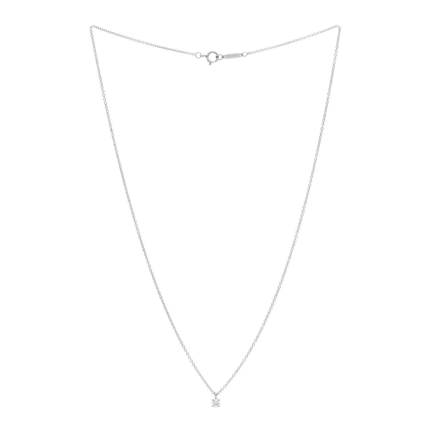 Tiffany Platinum Diamond .12ct Solitaire Pendant Necklace 3 of 5