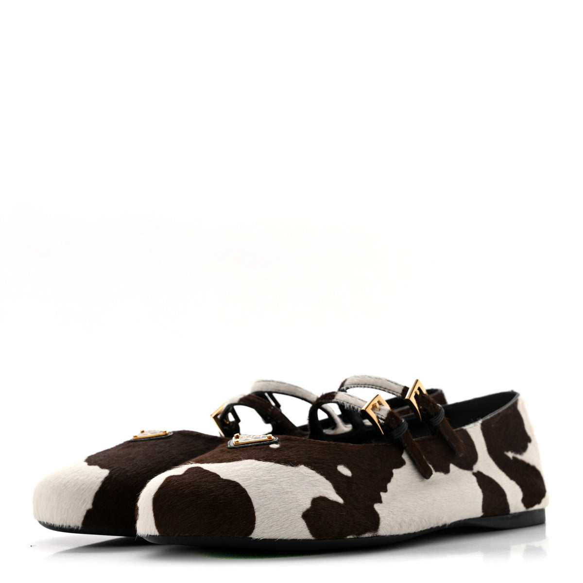 Prada Calf Hair Cow Print Ballerina Flats 41 White Moro 4 of 10