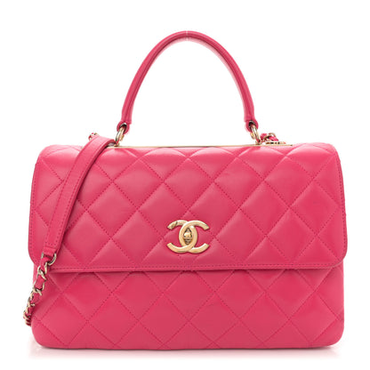 Chanel Lambskin Quilted Medium Trendy CC Flap Dual Handle Bag Dark Pink 1 of 15