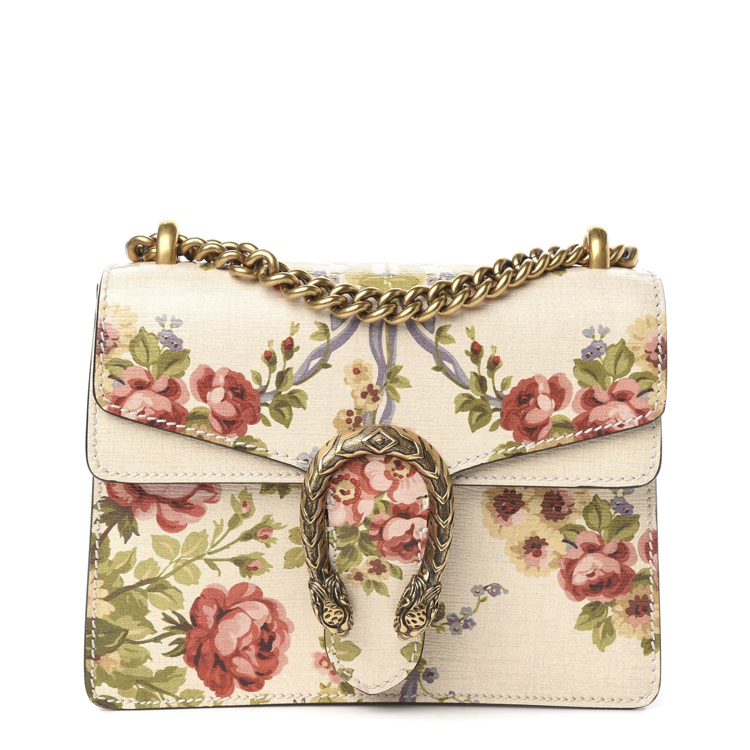 Gucci Calfskin Floral Mini Dionysus Shoulder Bag Beige 1 of 11