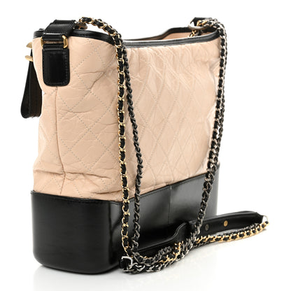 Chanel Aged Calfskin Quilted Large Gabrielle Hobo Beige Black 3 of 10