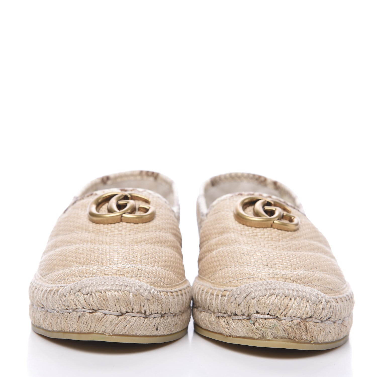 Gucci Straw Elaphe Matelasse GG Marmont Espadrilles 38 Natural Cream Brown 2 of 11