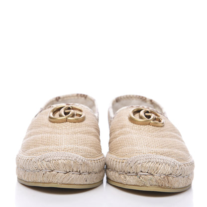 Gucci Straw Elaphe Matelasse GG Marmont Espadrilles 38 Natural Cream Brown 2 of 11