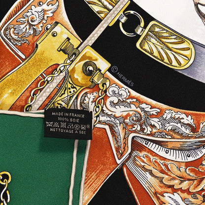 Hermes Silk Cavalcades Scarf 90 Vert Black Brun 3 of 4