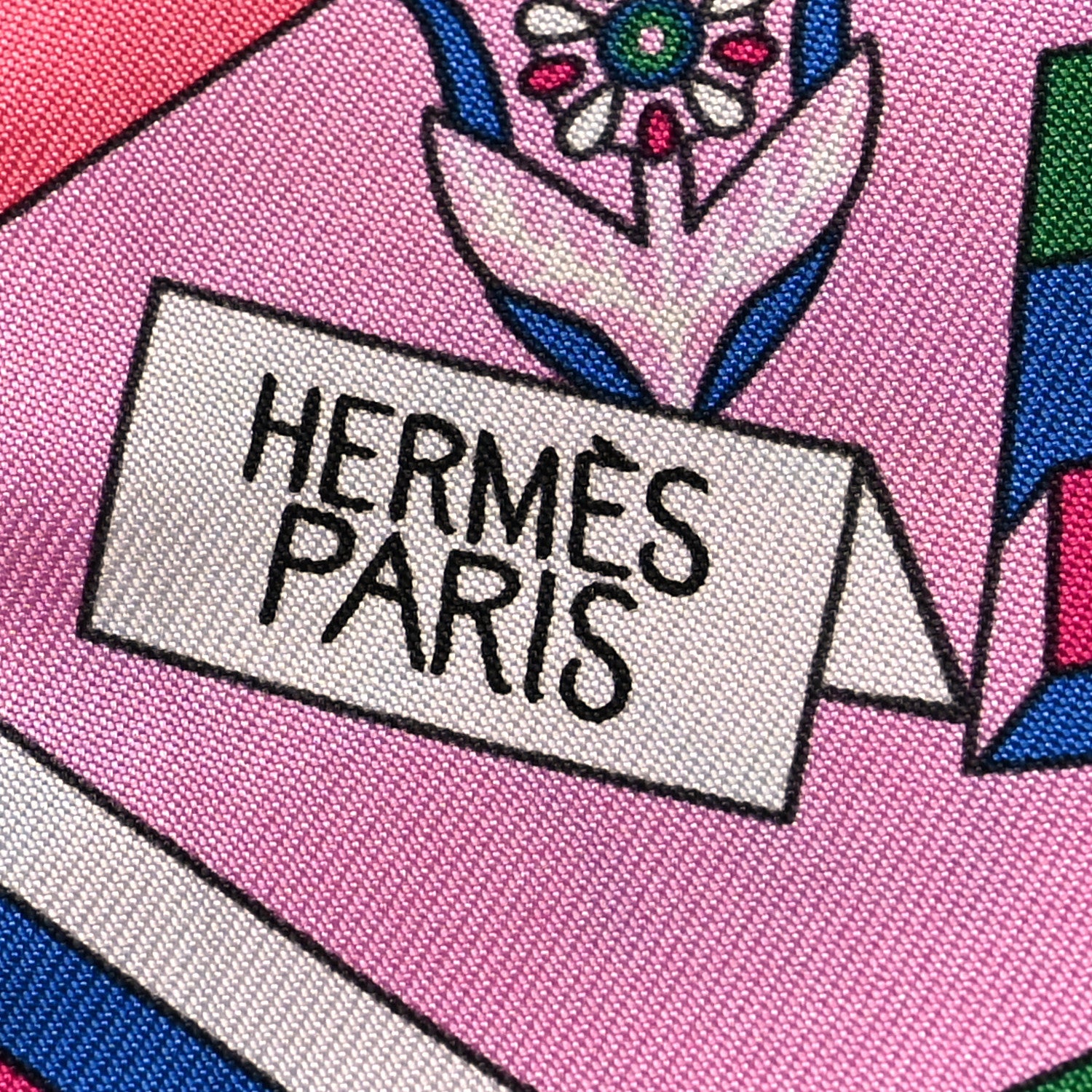 Hermes Silk La Source de Pegase Twilly Rose Vif Jaune Vif 3 of 3