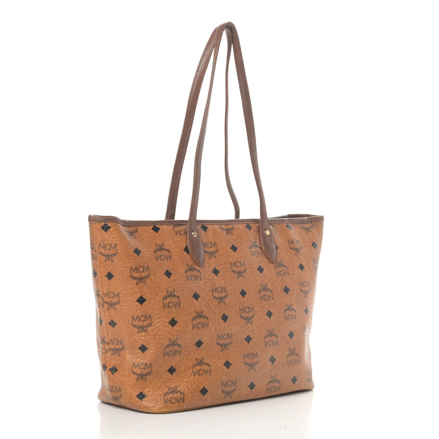 Visetos Striped Shopper Tote Cognac