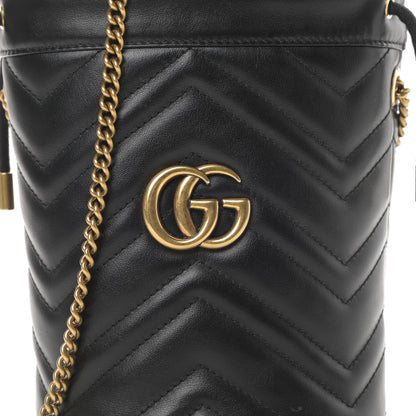 Gucci Calfskin Matelasse Mini GG Marmont 2.0 Bucket Bag Black 8 of 11