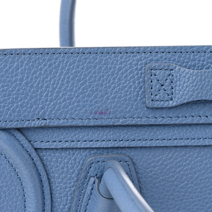 Celine Drummed Calfskin Nano Luggage Azure 15 of 16