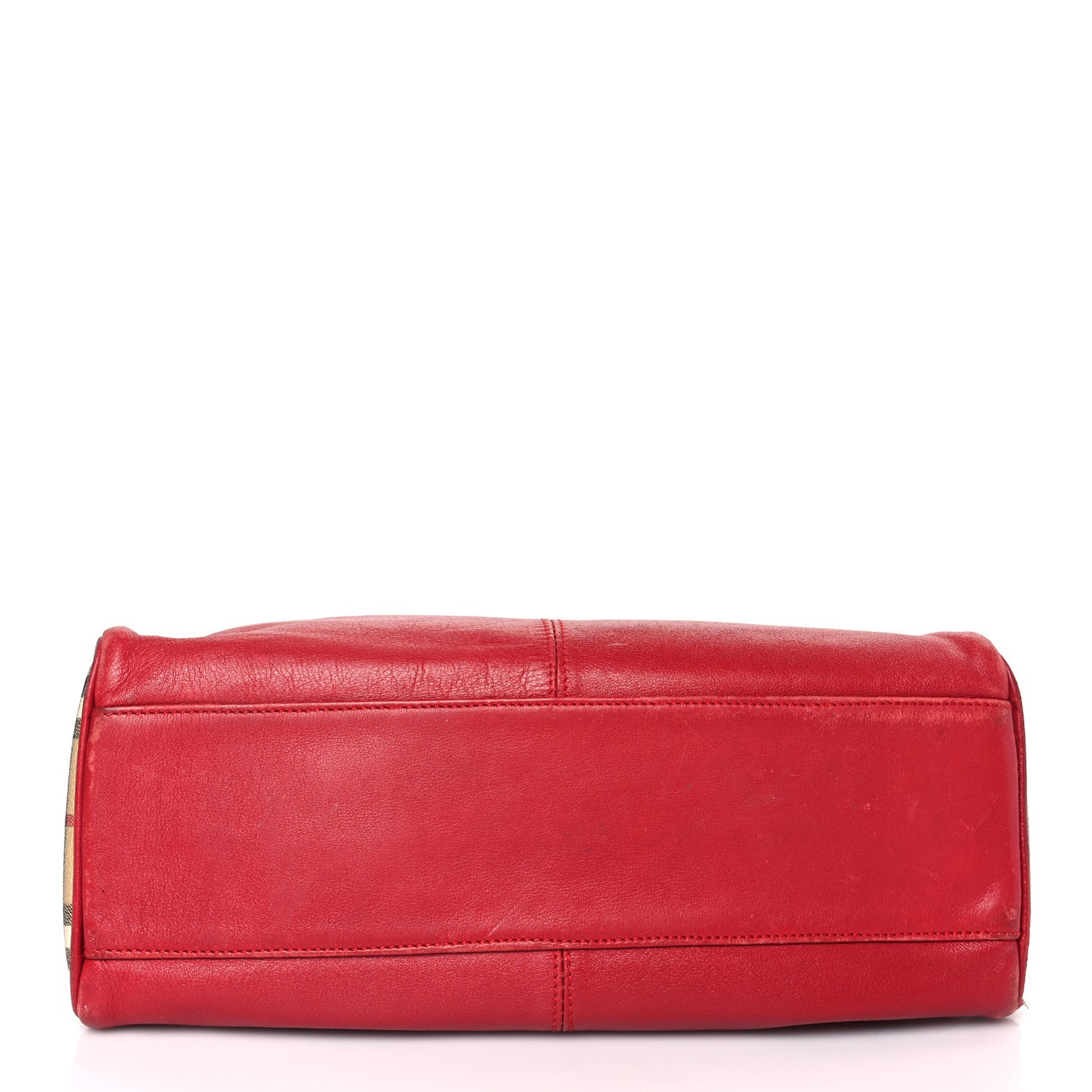 Grainy Calfskin House Check Horn Toggle Tote Red