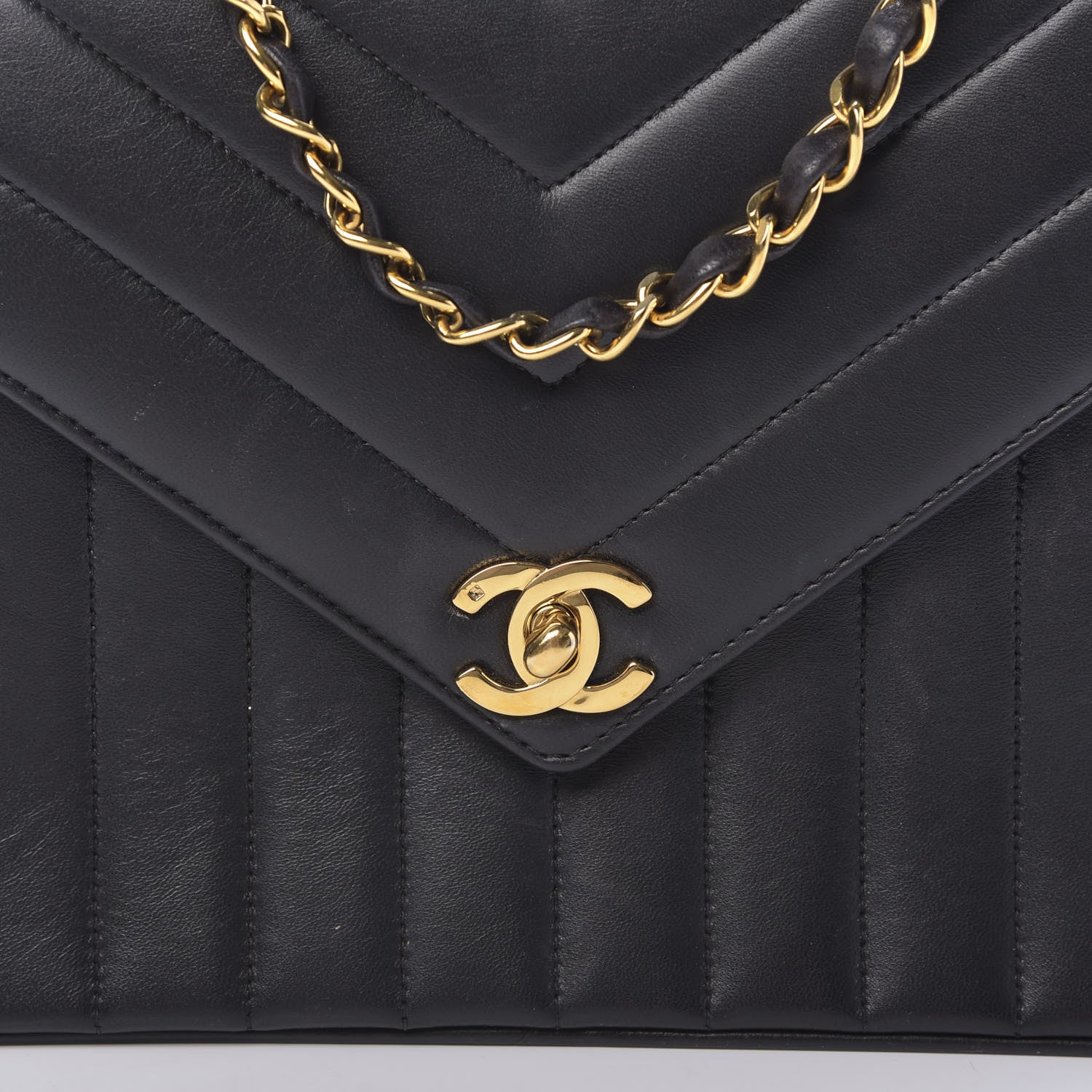 Chanel Lambskin Chevron Quilted Small Single Flap Black 15 of 16