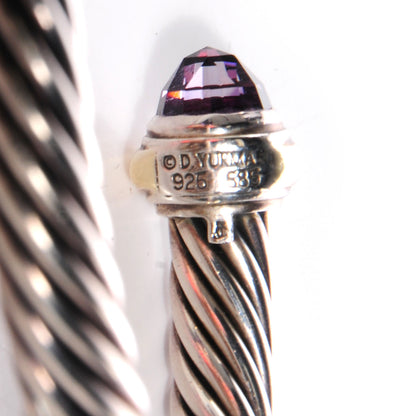 David Yurman Sterling Silver 14K Yellow Gold Amethyst 7mm Cable Classics Bracelet 4 of 5