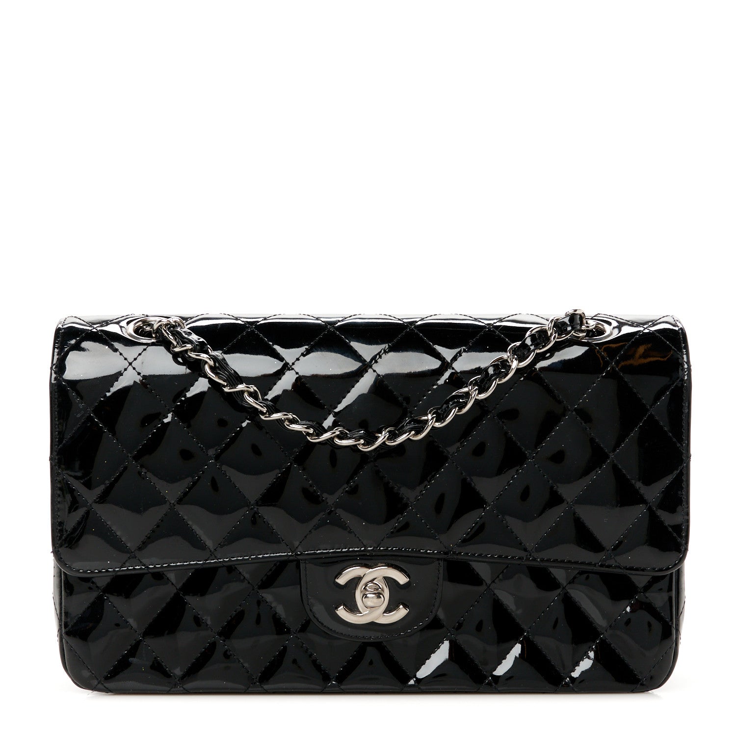 Chanel Patent Quilted Medium Double Flap Black 1 of 12