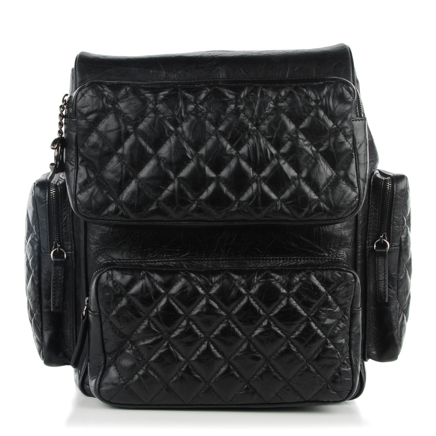 Calfskin Quilted Casual Rock Backpack Black