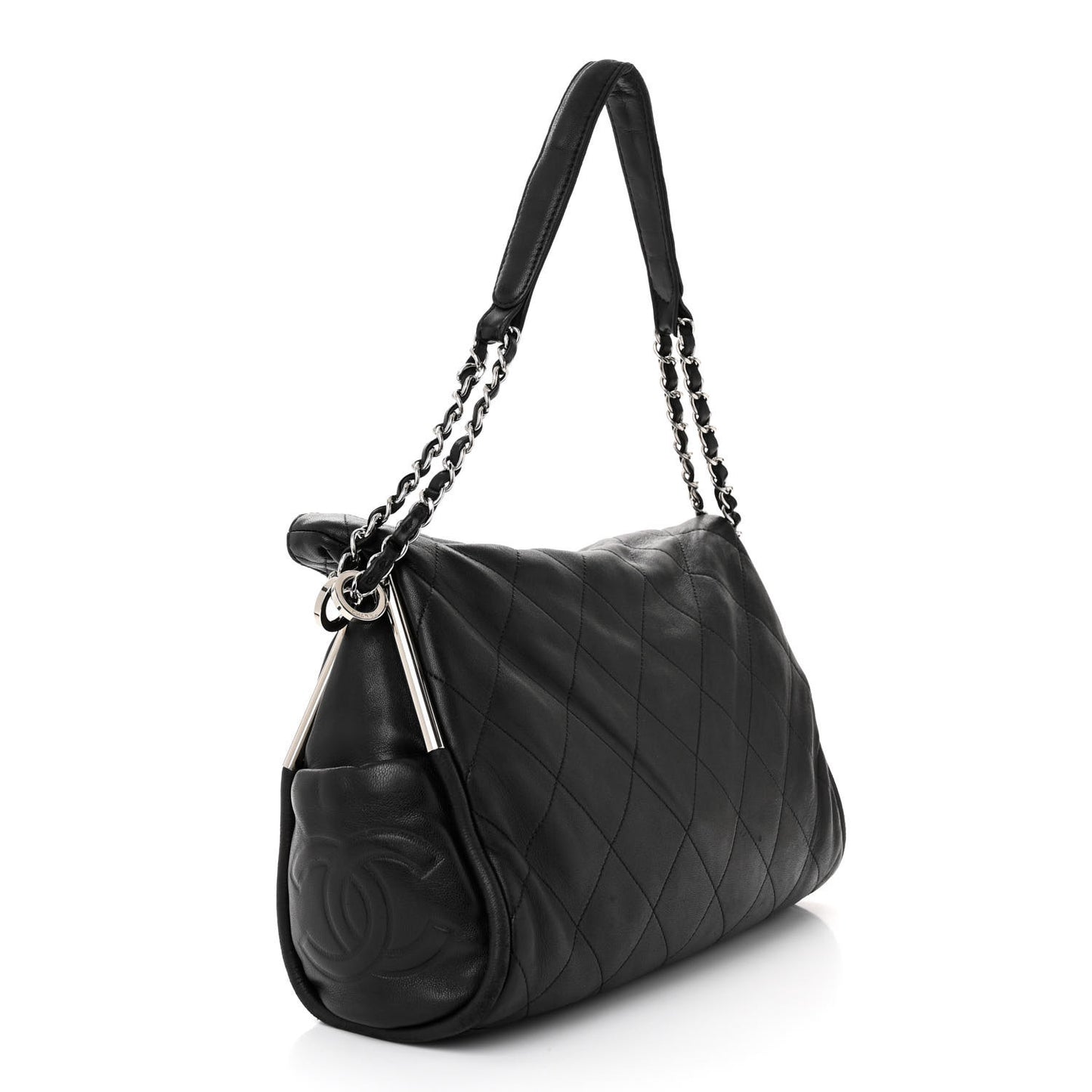 Lambskin Stitched Medium Ultimate Soft Tote Black